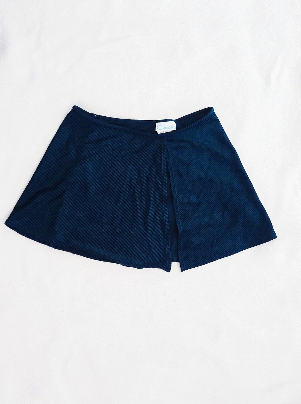 Vintage Y2k Catalina Navy Rib Knit A-Line Beach Cover Up Skirt